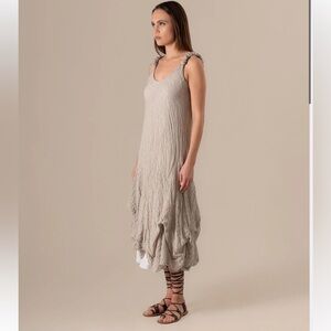 BOTTEGA DI BRUNELLA Vestito Cavalluccio Garzata Naturale Linen Dress Size XS